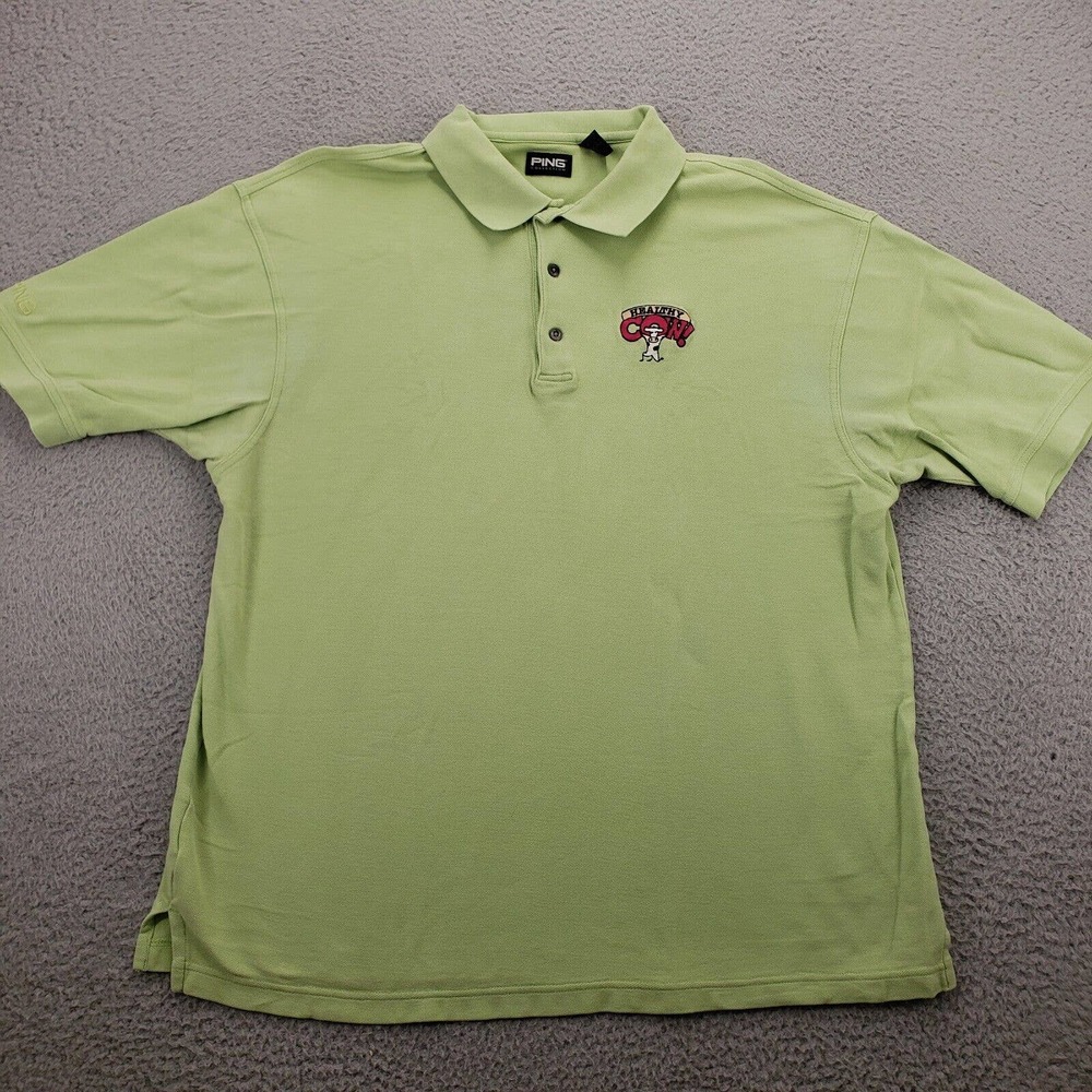 Ping Shirt Mens Large Green Short Sleeve Golf Logo Polo